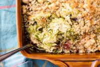 Brussels Sprouts Gratin with Quinoa and Caramelized Onions