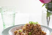 Ham Fried Rice Recipe with Egg, Peas and Scallions