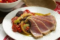 Tuna Confit with Black Olive Tapenade and Fresh Tomato Salsa