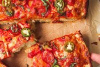 Pepperoni Focaccia Pizza Bread with Crispy Cheese Crust