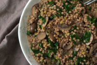 Creamy Israeli Couscous Risotto with Mushrooms and Spinach