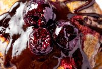 Fluffy Cherry Pancakes with Maple Syrup