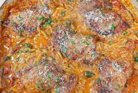 Creamy Tuscan Orzo with Pan Seared Chicken Thighs