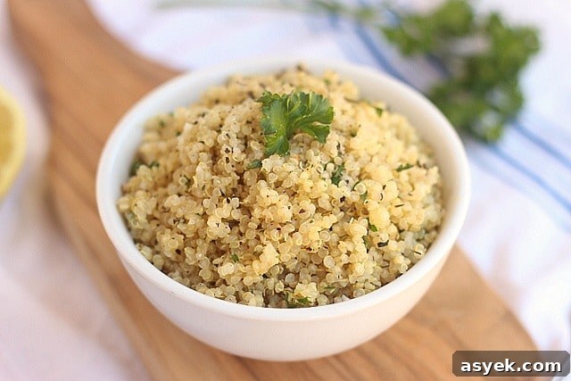 Lemon Herb Quinoa Salad Recipe 2 Quinoa pilaf made with dried herbs and fresh lemon juice