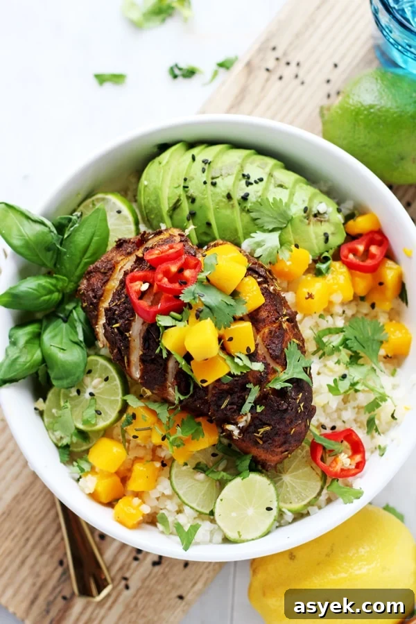 Crockpot Jerk Chicken Cauliflower Rice Bowls - a quick and easy weeknight dinner that is Whole30 compliant! thewoodenskillet.com