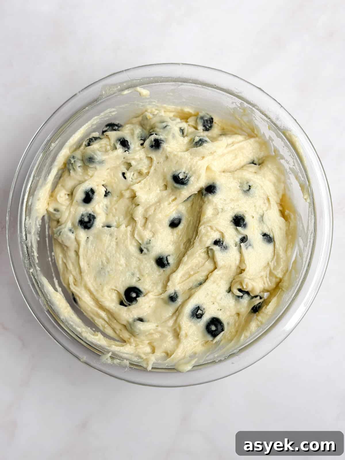 batter with the blueberries.