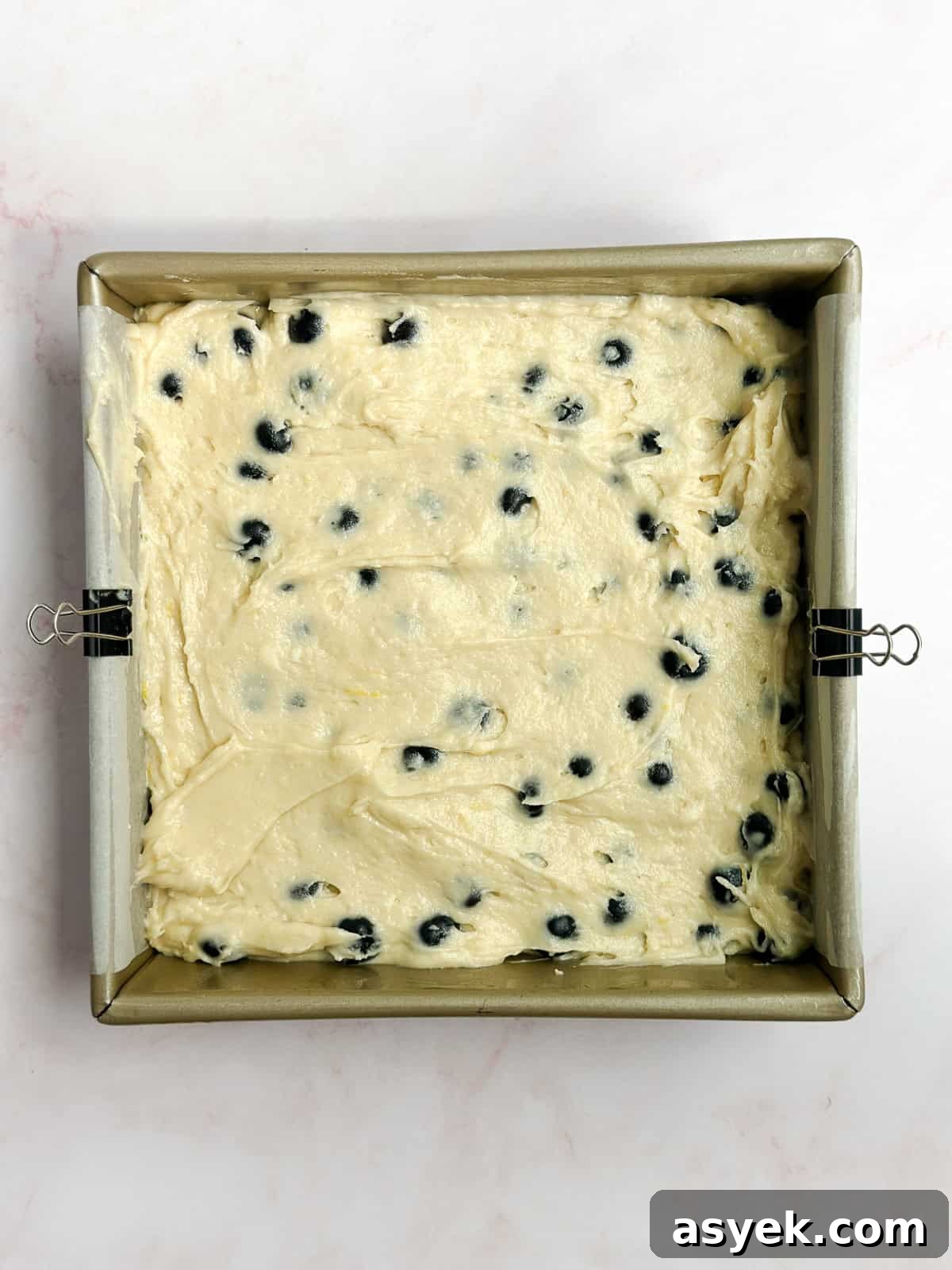 batter added to the baking pan.