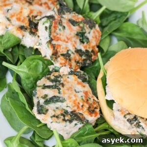 Feta and Spinach Turkey Burgers finished on a plate