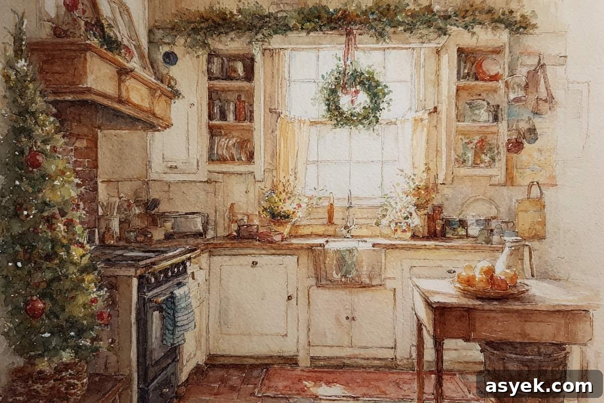 Why You Should Stop Rushing Christmas and Savor the Season 2 christmas kitchen with greenery.