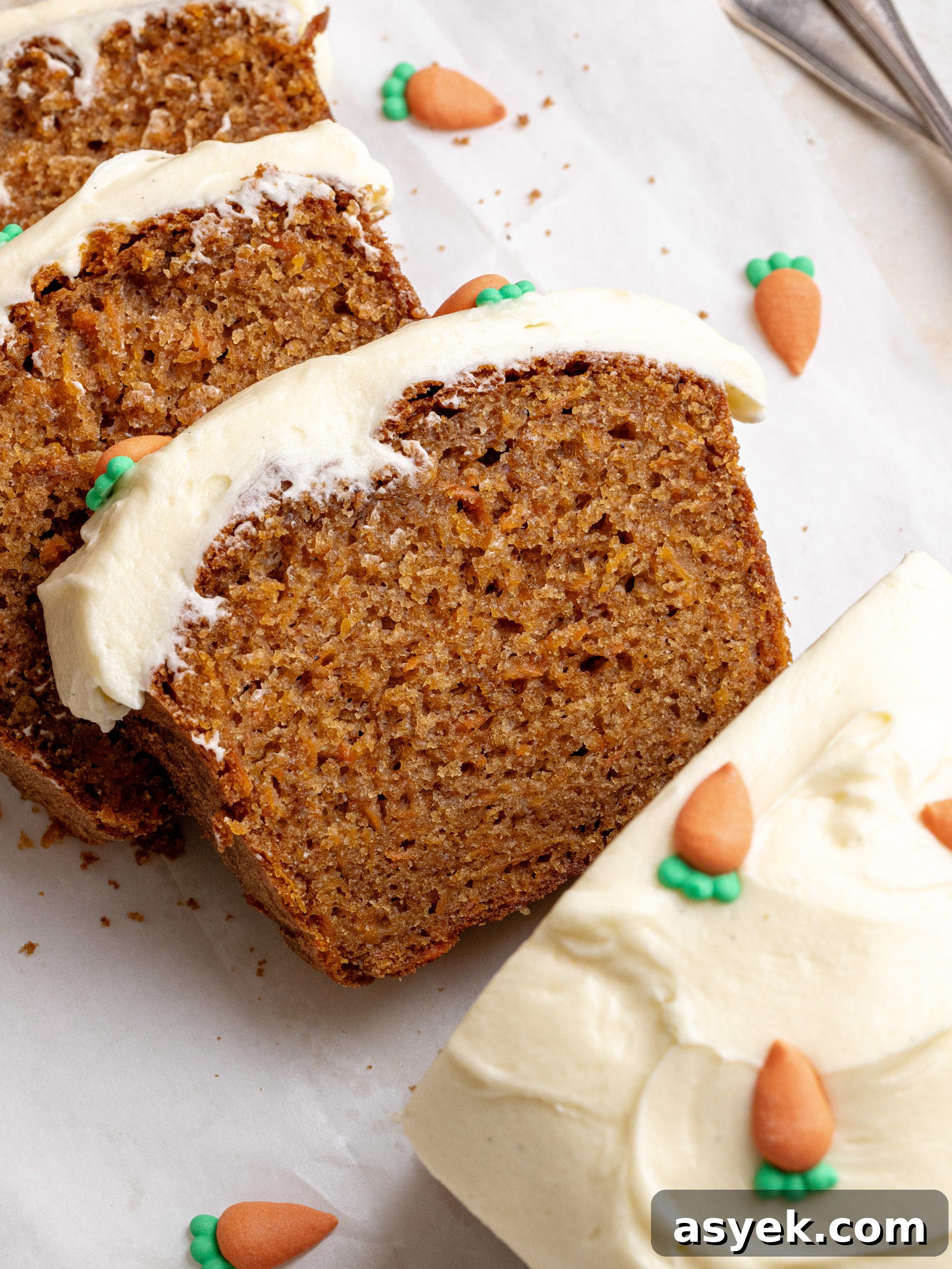 Slice of carrot cake loaf