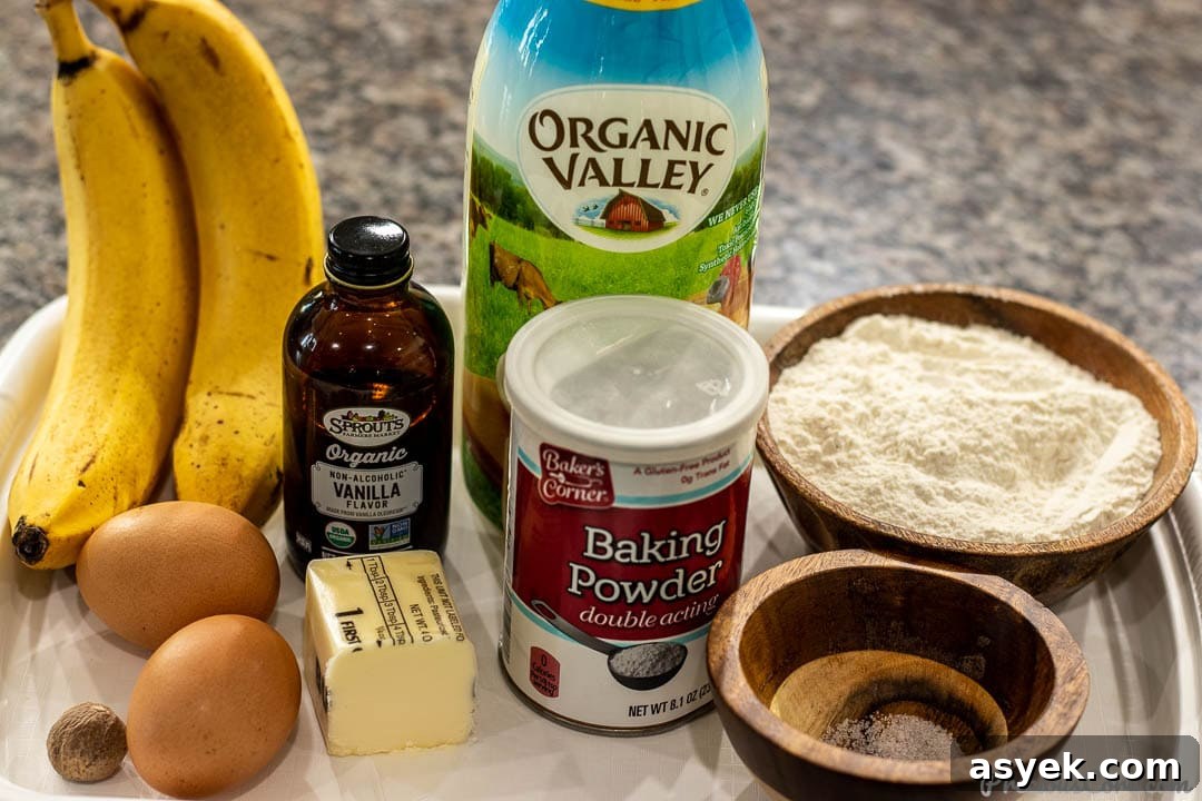 Photo of ingredients for banana pancakes