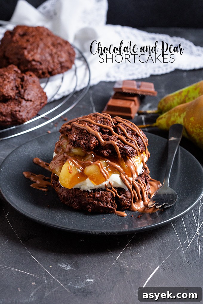 Cooked pears, whipped cream, melted chocolate and soft shortcakes marry together to make these incredible Chocolate and Pear Shortcakes; a twist on the traditional shortcake and just as delicious!