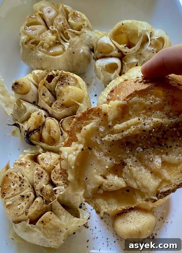 Roasted Garlic Spread on Bread Closeup