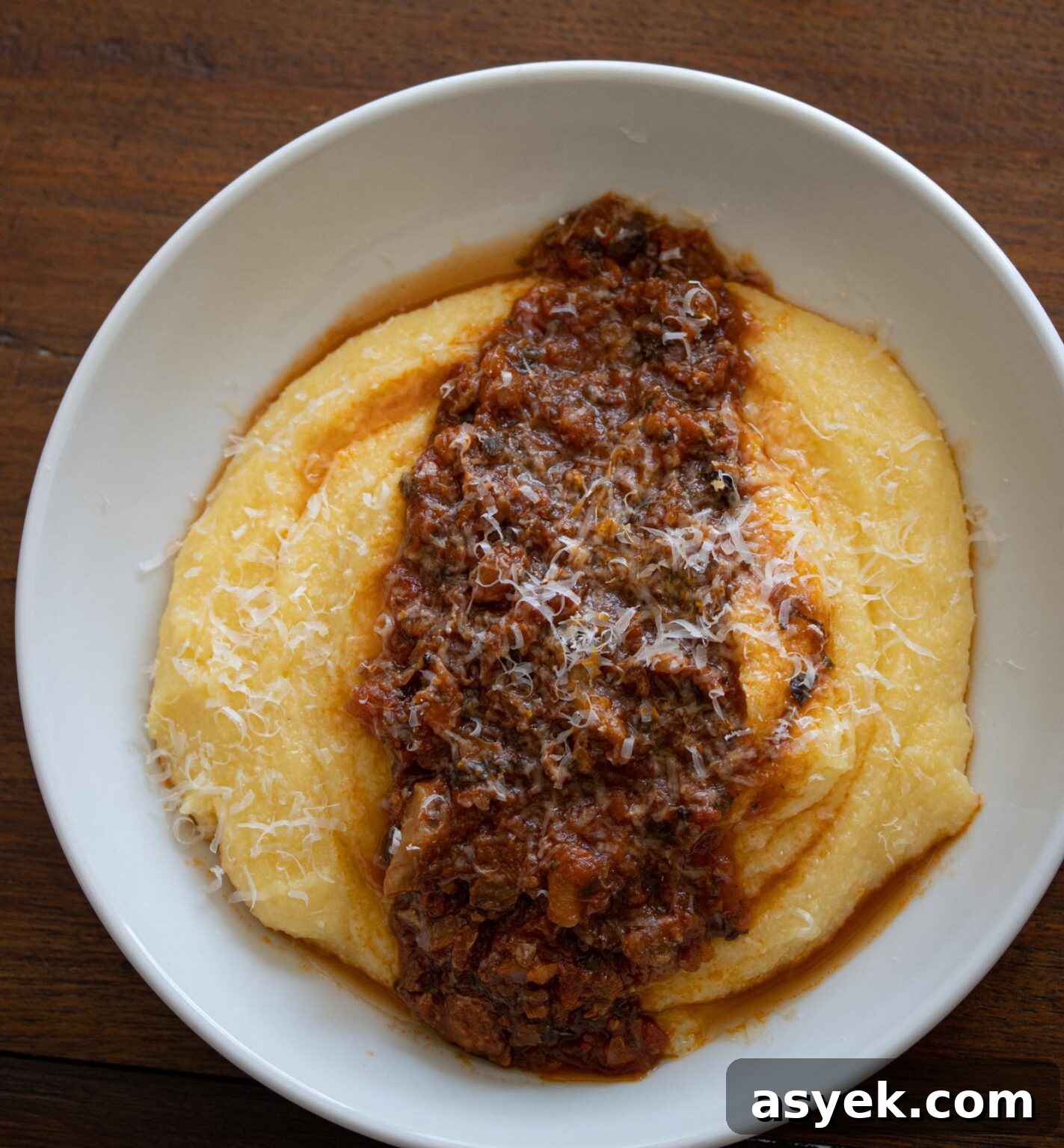 mushroom sausage ragu with polenta