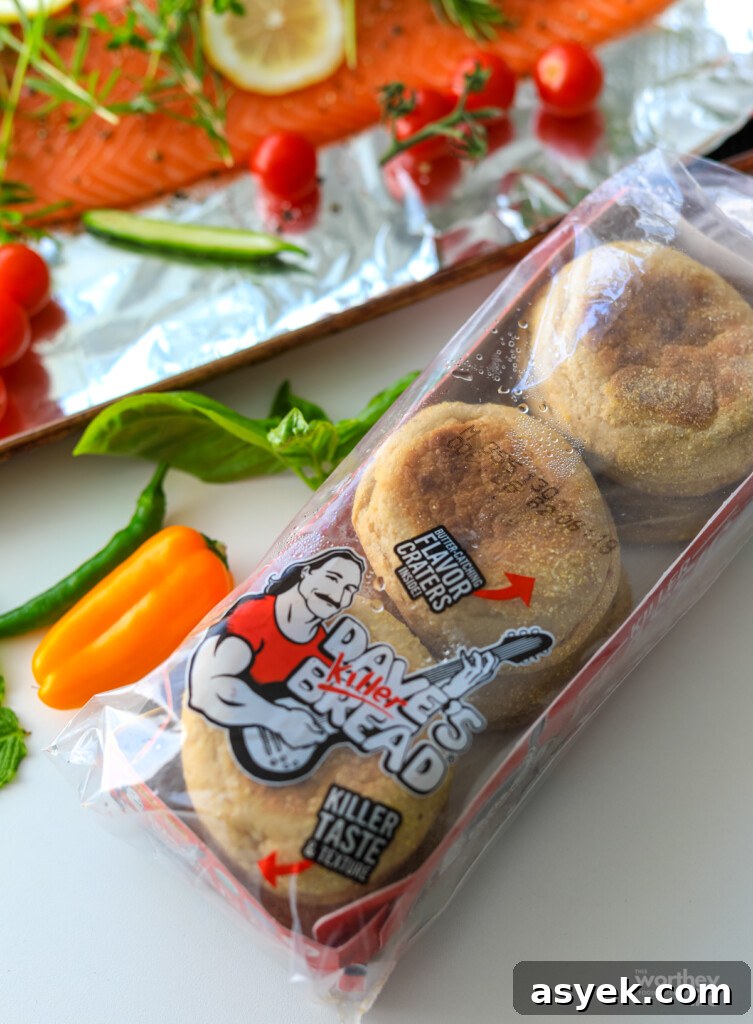 English Muffin Salmon Slider Platter for Brunch and Parties 7 Dave's Killer English Muffins on white background