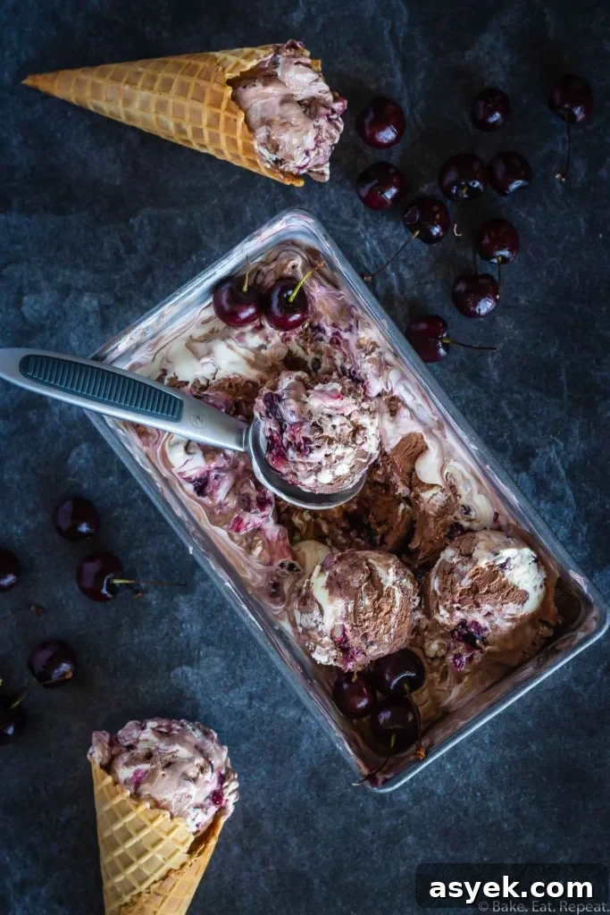 homemade chocolate cherry ice cream