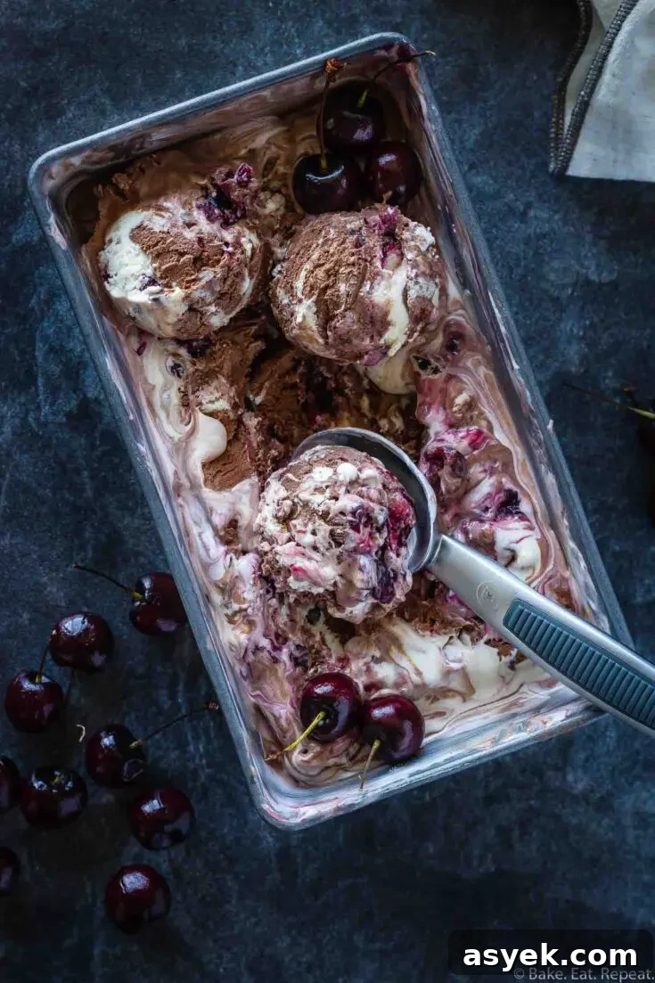 homemade chocolate cherry ice cream