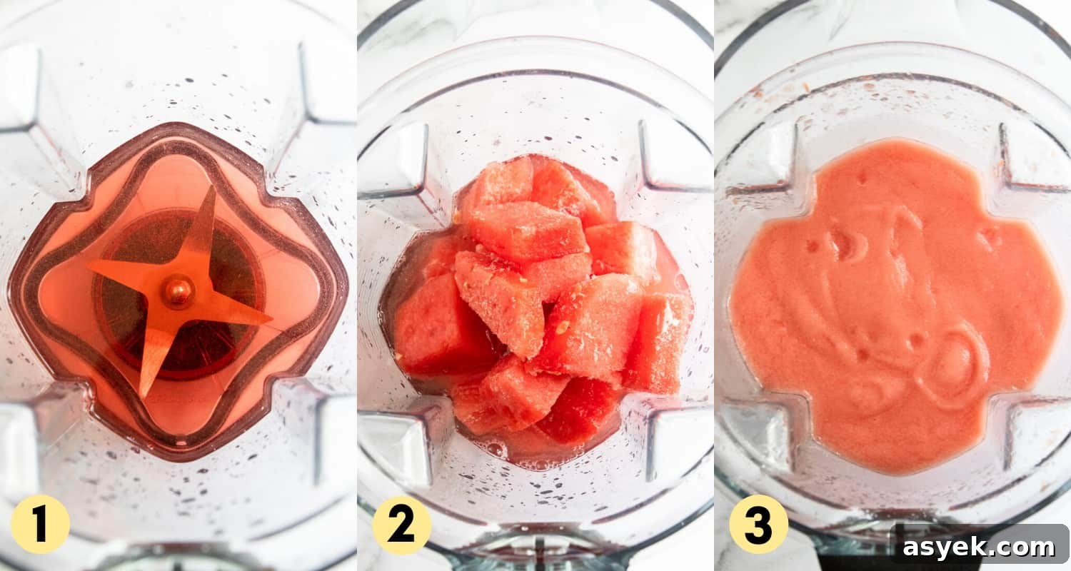 Frozen watermelon and rosé in blender.