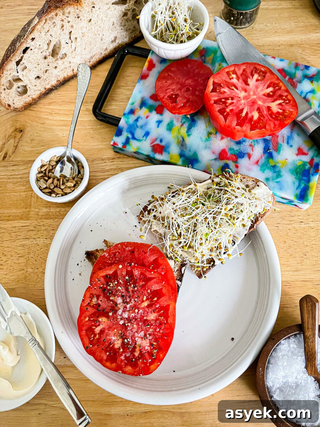 sunflower seed, sprout, & tomato sandwich | sarcastic cooking