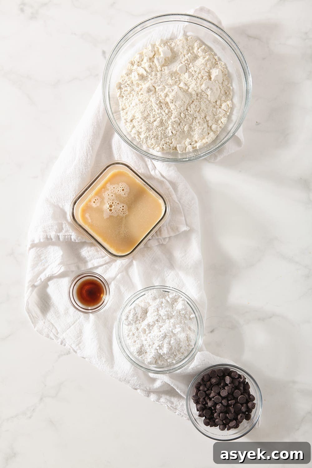 Irresistible Brown Butter Shortbread Cookies Recipe 4 Ingredients for the shortbread cookies from above, in bowls