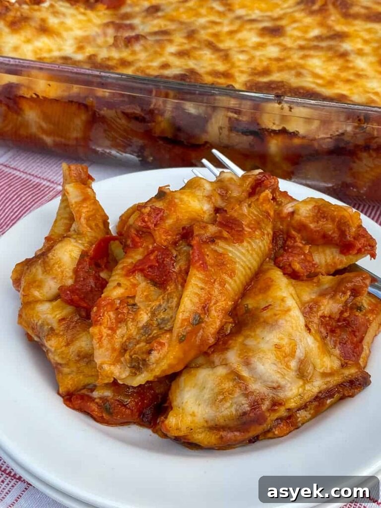 Pile of the best cream cheese hamburger stuffed shells