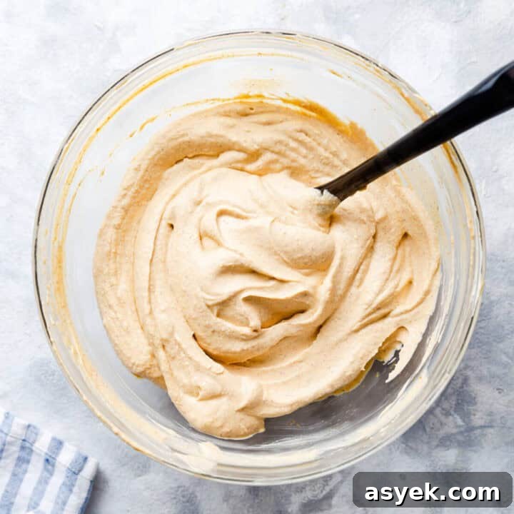 Creamy No-Bake Pumpkin Cheesecake Recipe 9 top view of a filling for no bake pumpkin cheesecake