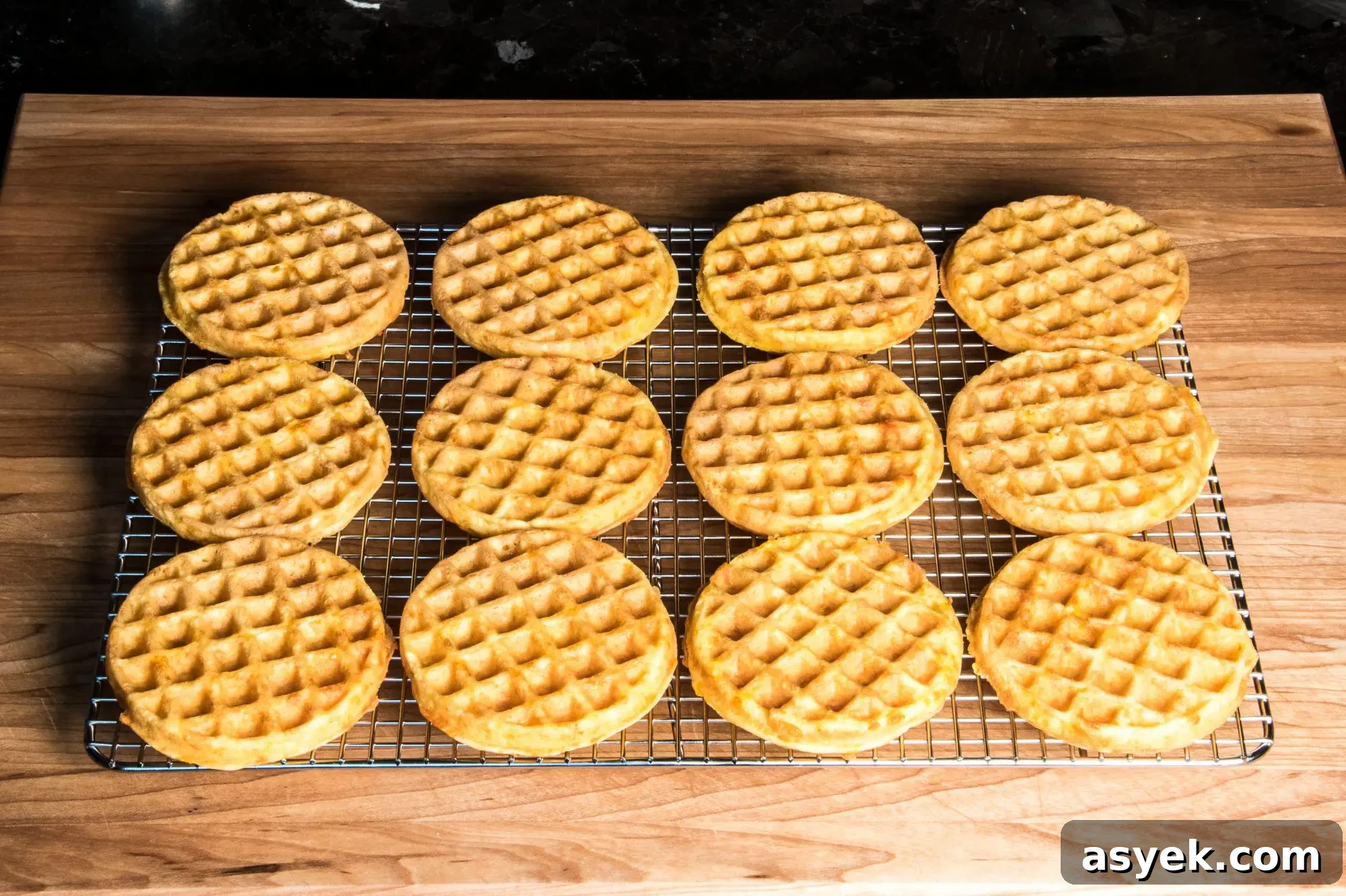 Chaffles cooling on rack