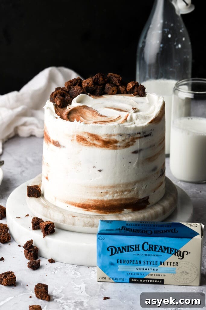 Fudgy Chocolate Brownie Cake Recipe 20 brownie cake frosted with cream cheese frosting and danish creamery box of butter