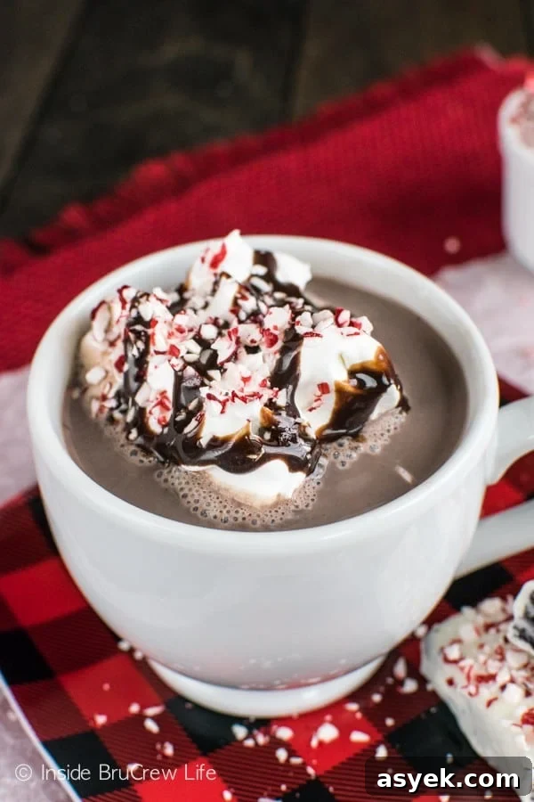 This easy homemade Peppermint Mocha Hot Chocolate will warm you up on a cold day.
