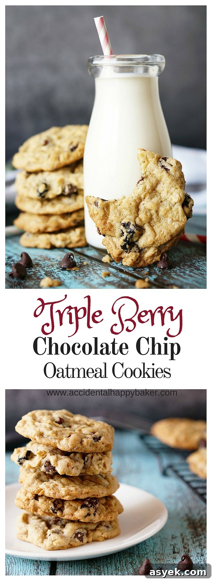 Triple Berry Chocolate Chip Oatmeal Cookies