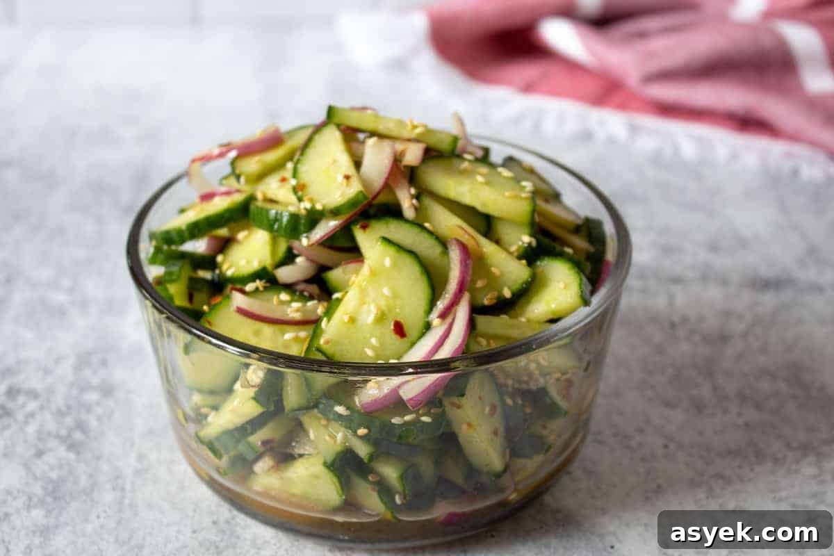 Asian Cucumber salad with red onions. 