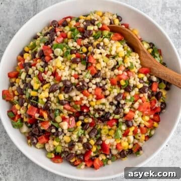 Black Bean Couscous Salad in a white bowl.