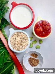 ingredients for rhubarb overnight oats