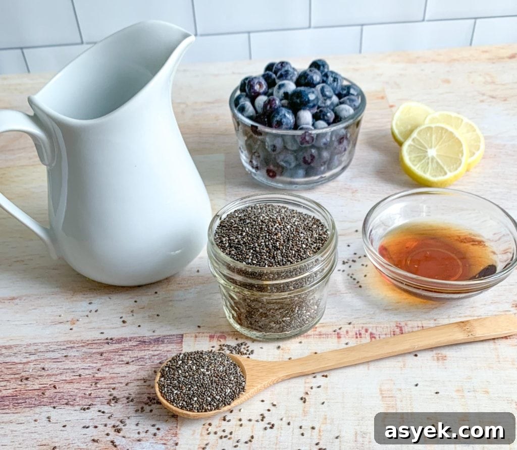 The ingredients you'll need to make Blueberry Lemon Chia Pudding