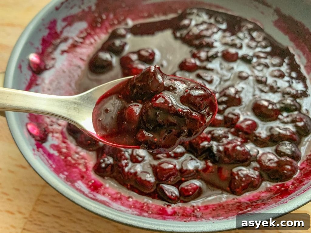 How the blueberry compote looks when finished cooking