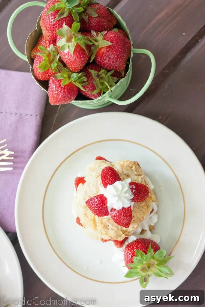 Fresh strawberry shortcake ready to serve