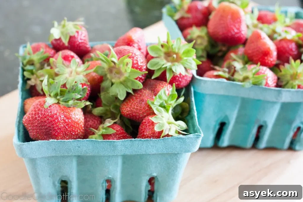 Fresh picked strawberries in a basket