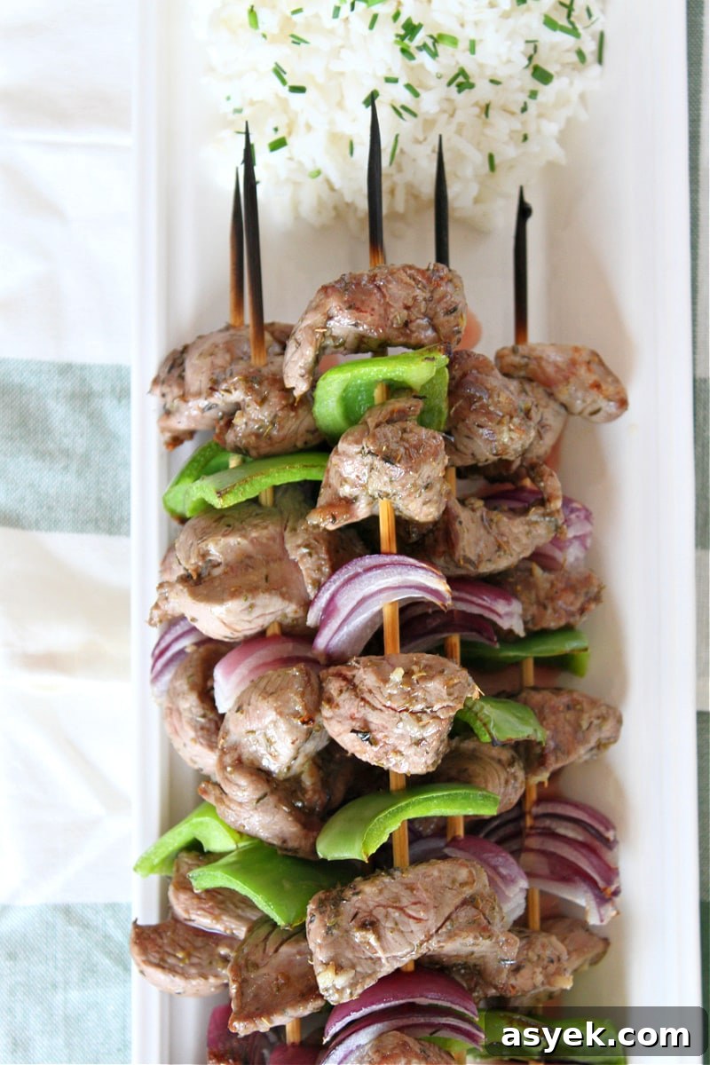 Cooked Lamb Souvlaki skewers of lamb souvlaki