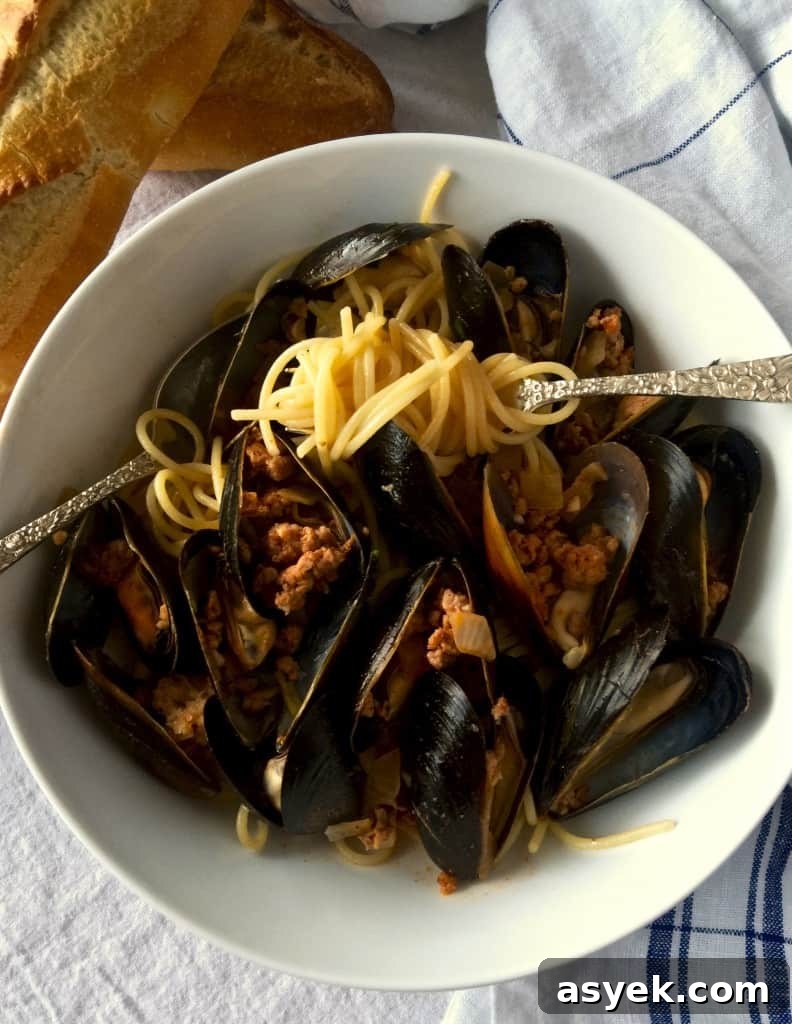 Spaghetti with Mussels and Chorizo
