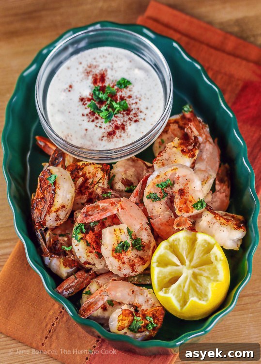 Grilled Shrimp with Chipotle Ranch Dipping Sauce (Gluten-Free); 2016 Jane Bonacci, The Heritage Cook