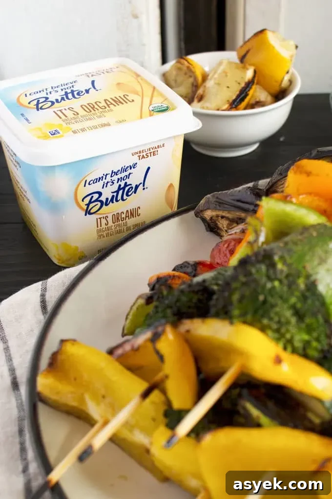 How to Make Grilled Rainbow Vegetable Kabobs 6 These rainbow veggie kabobs are the perfect summer side dish! Serve them with my delicious and easy to make grilled lemon garlic sauce.