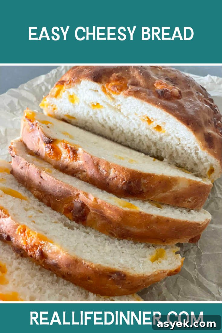 Cheesy Pull-Apart Bread Recipe 10 Pinterest picture of Easy Cheesy Bread with the text of the title at the top.