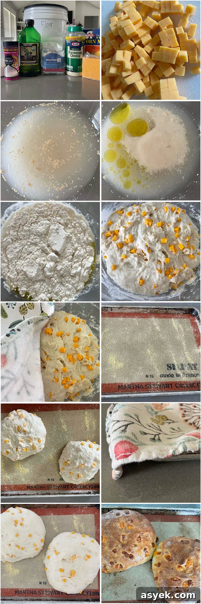 Cheesy Pull-Apart Bread Recipe 5 12-photo picture collage of step-by-step photos of how to make Easy Cheesy bread.