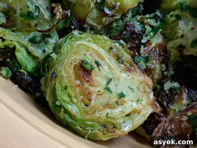 Roasted Brussels Sprouts with Lemon Zest, Parsley, Thyme, and Pecorino
