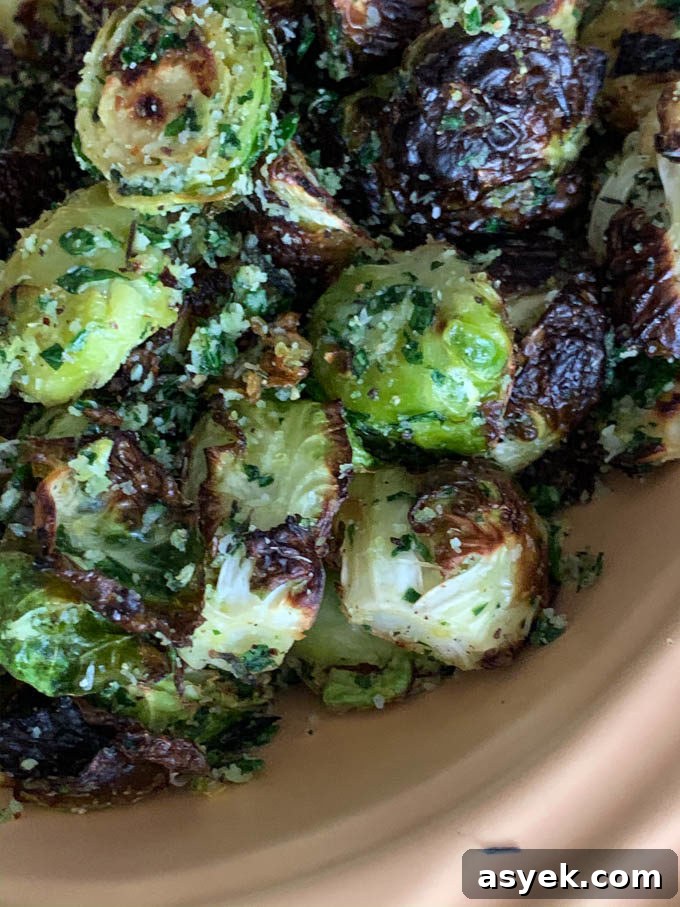Roasted Brussels Sprouts with Lemon Zest, Parsley, Thyme, and Pecorino