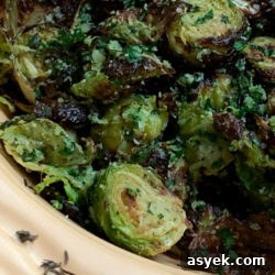 Lemon Herb Crusted Brussels Sprouts with Pecorino