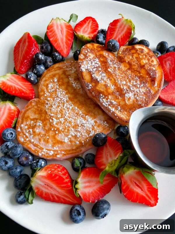 Heart-shaped Gluten Free Banana Pancakes