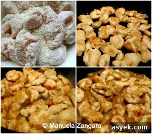 Cooking chicken and mushrooms