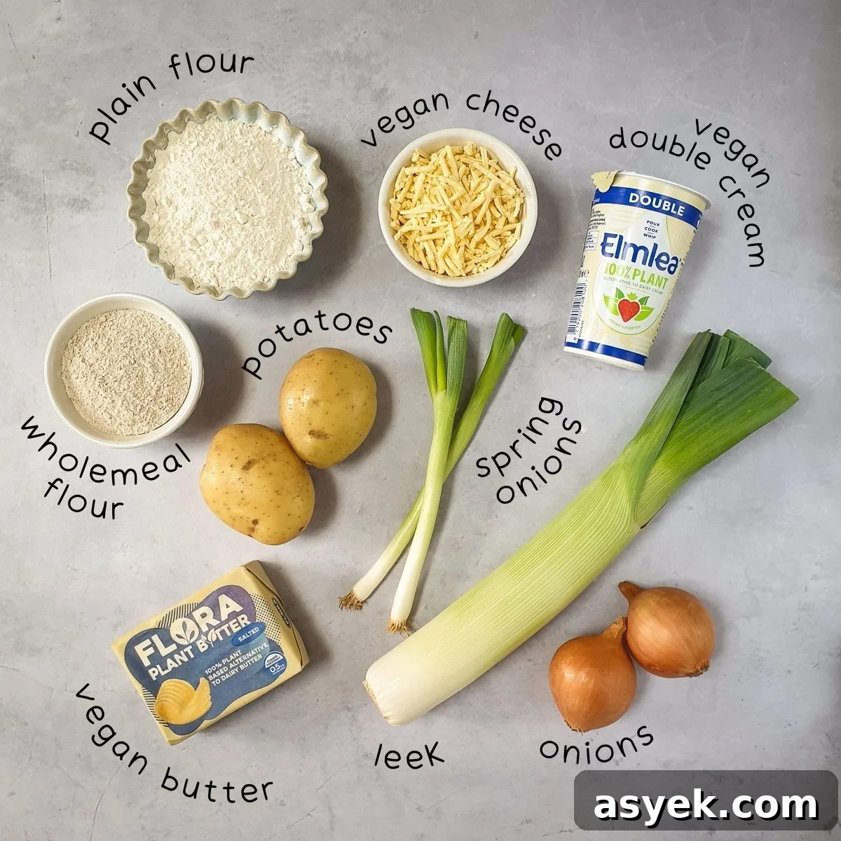 Ingredients for Vegan Homity Pie