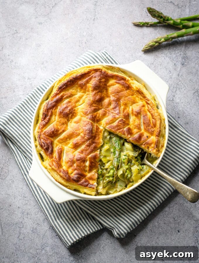 Spring Vegetable Pie with slice removed